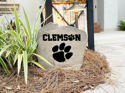 Clemson University engraved logo stone for front yard