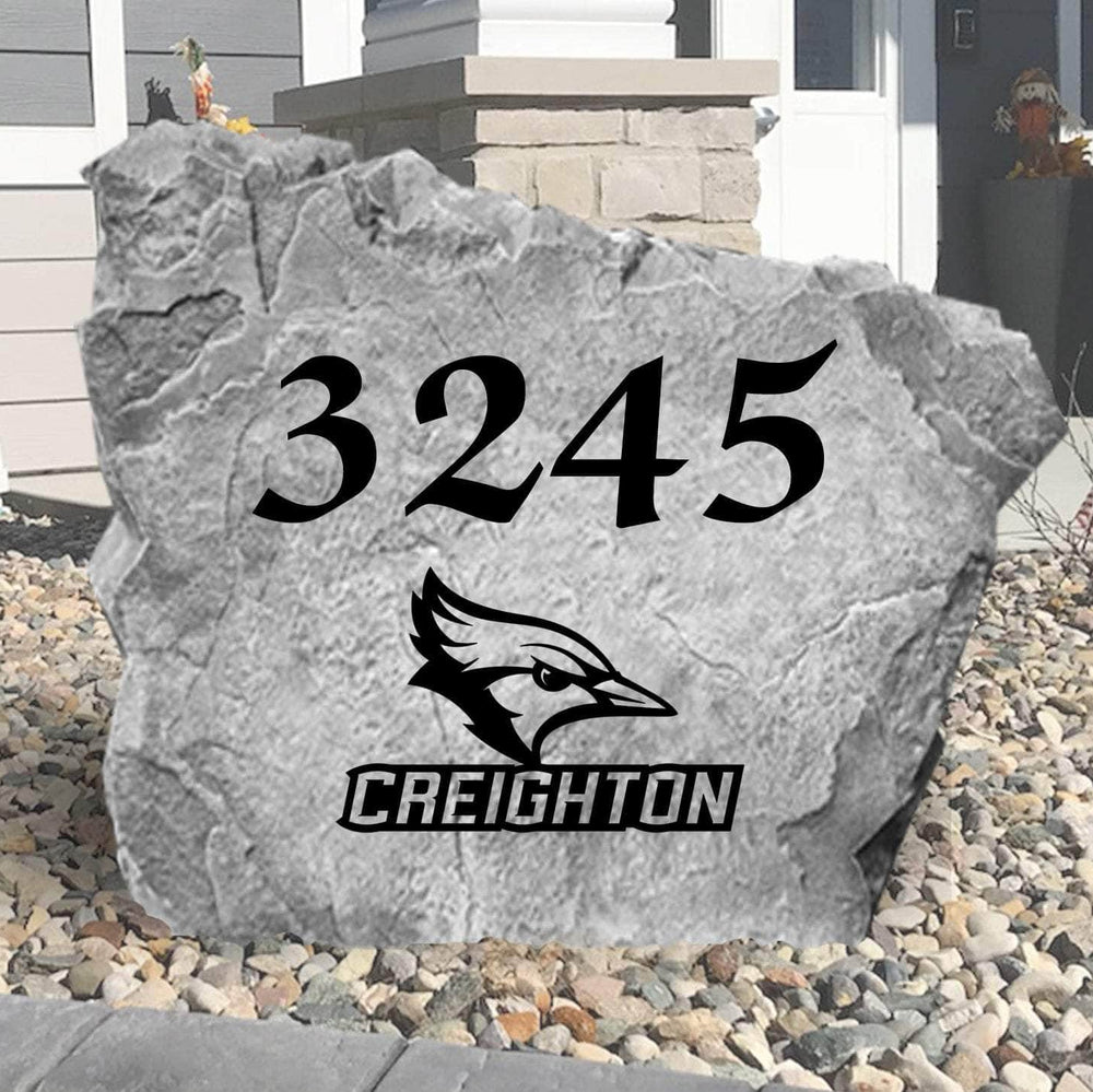 Officially licensed Creighton Bluejays address plaque crafted from durable concrete, combining elegant home identification with lasting university pride.