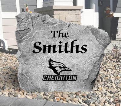 Custom engraved Creighton family name rock for garden or yard