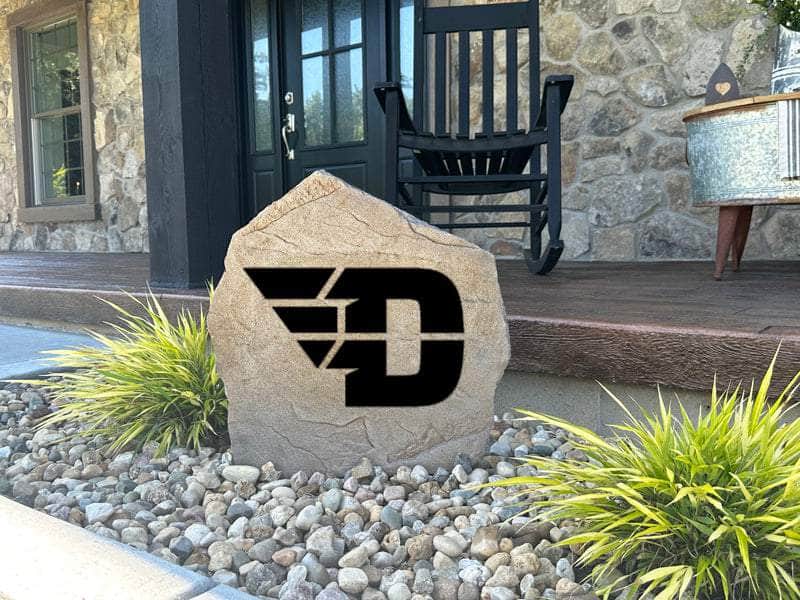 Custom outdoor Dayton logo stone sign for personalized home or yard decor.
