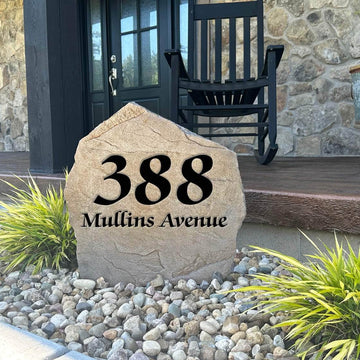 Handcrafted engraved address monument showcasing premium craftsmanship and classic styling to create a distinguished first impression for any residence.