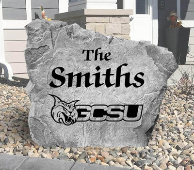 Custom Georgia College engraved name stone for yard décor.