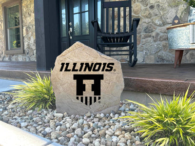 Custom outdoor Illinois badge logo stone sign for personalized home or yard decor.