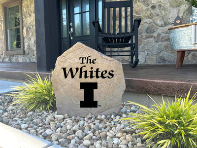 Custom outdoor Illinois name stone sign for personalized home or yard decor.