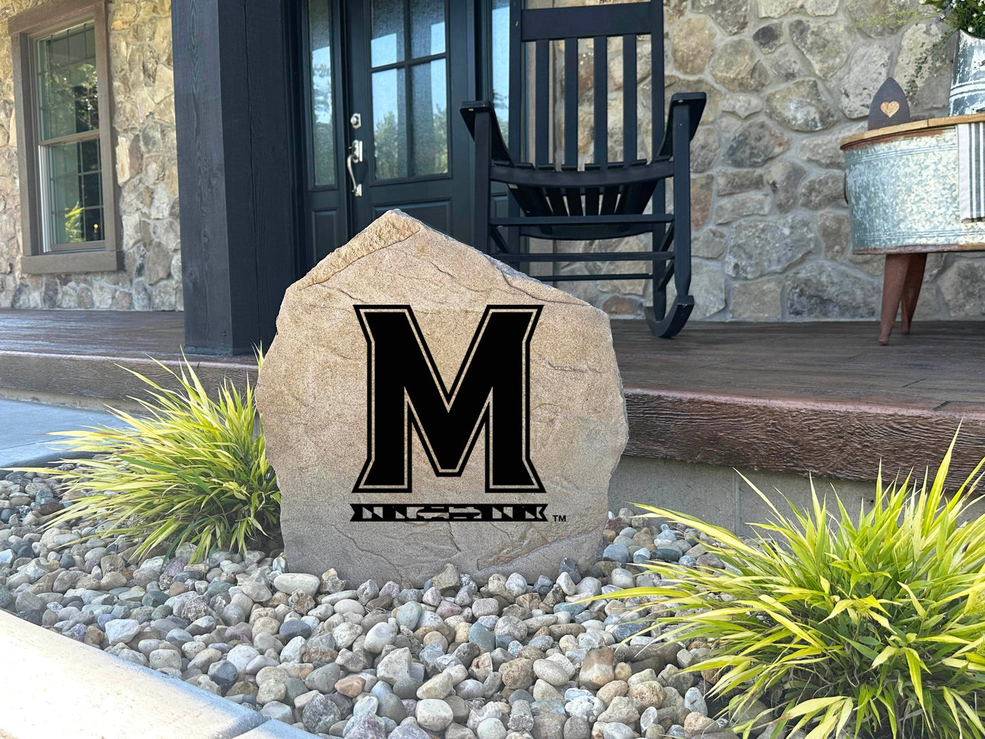 Custom outdoor Maryland logo stone sign for personalized home or yard decor.