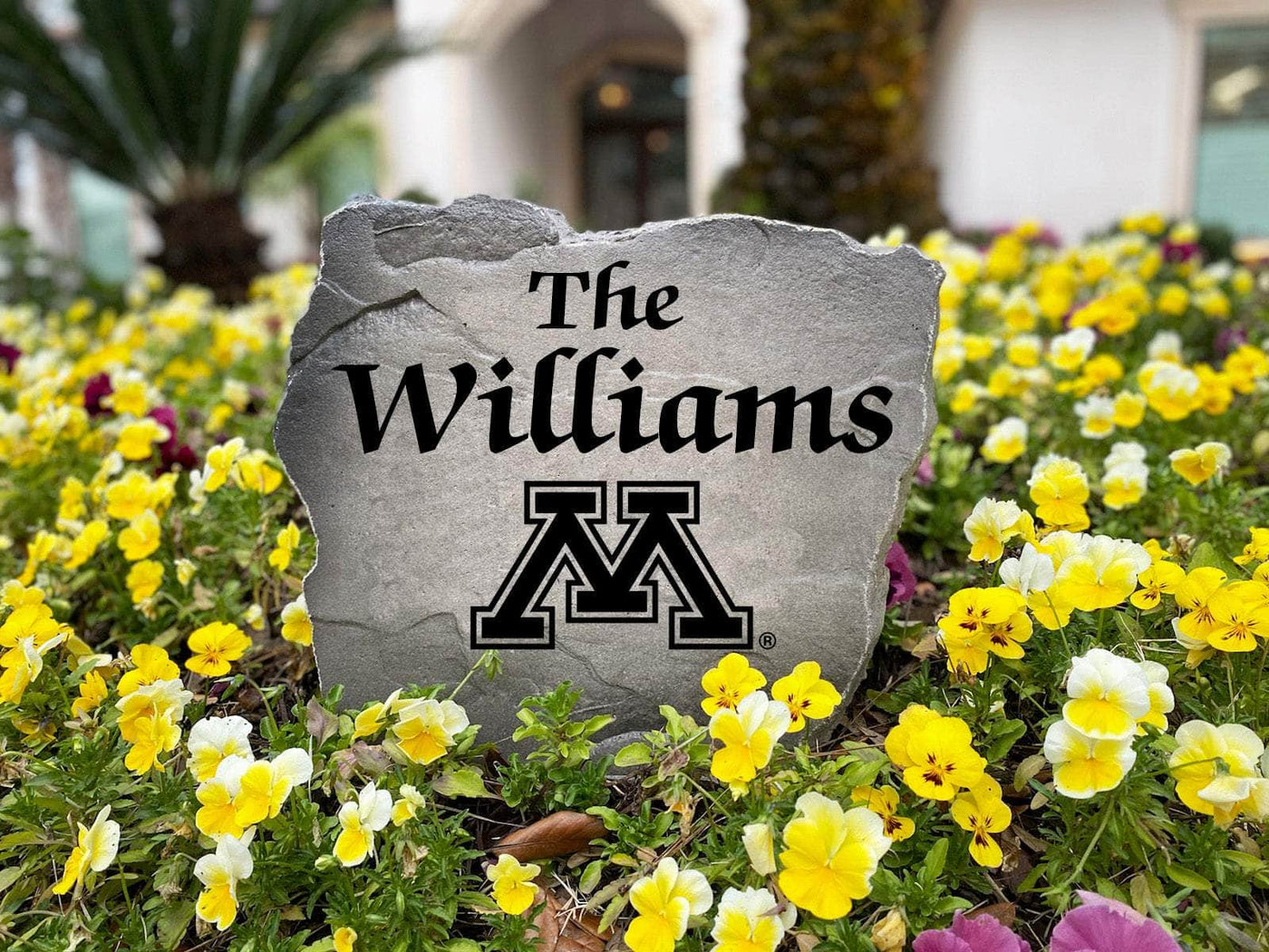 Custom outdoor Minnesota name stone sign for personalized home or yard decor.