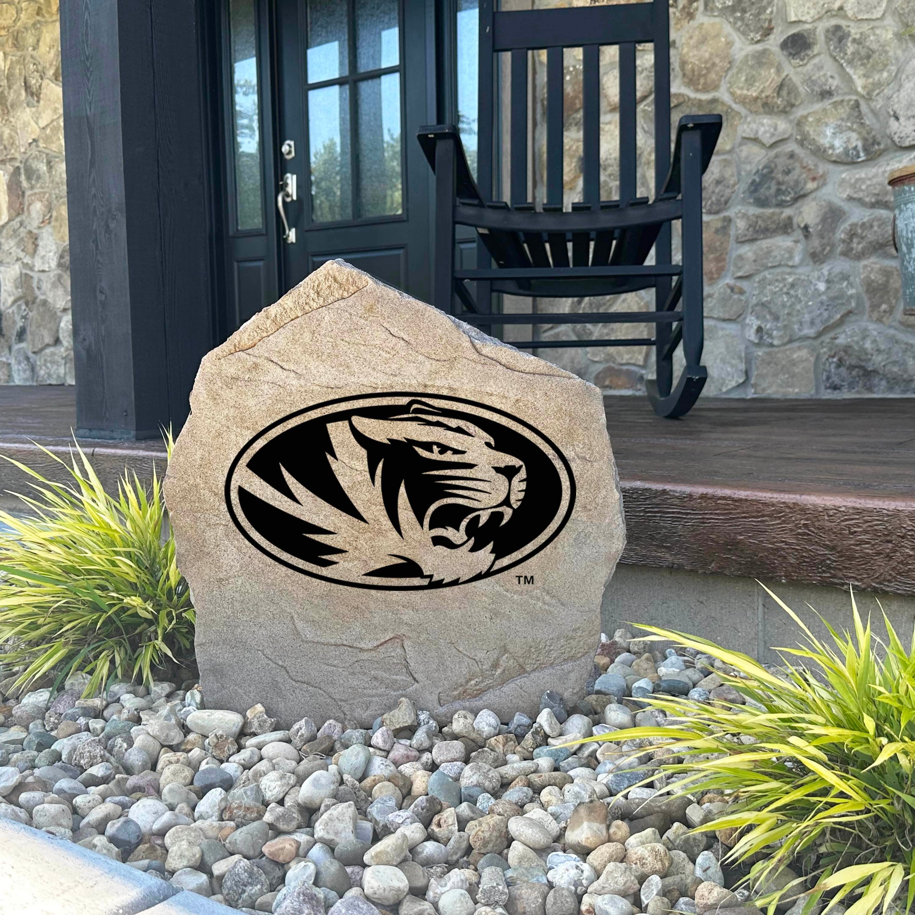 University of Missouri emblem garden stone that creates an eye-catching focal point for flower beds, walkways, tailgating areas, and outdoor entertaining.