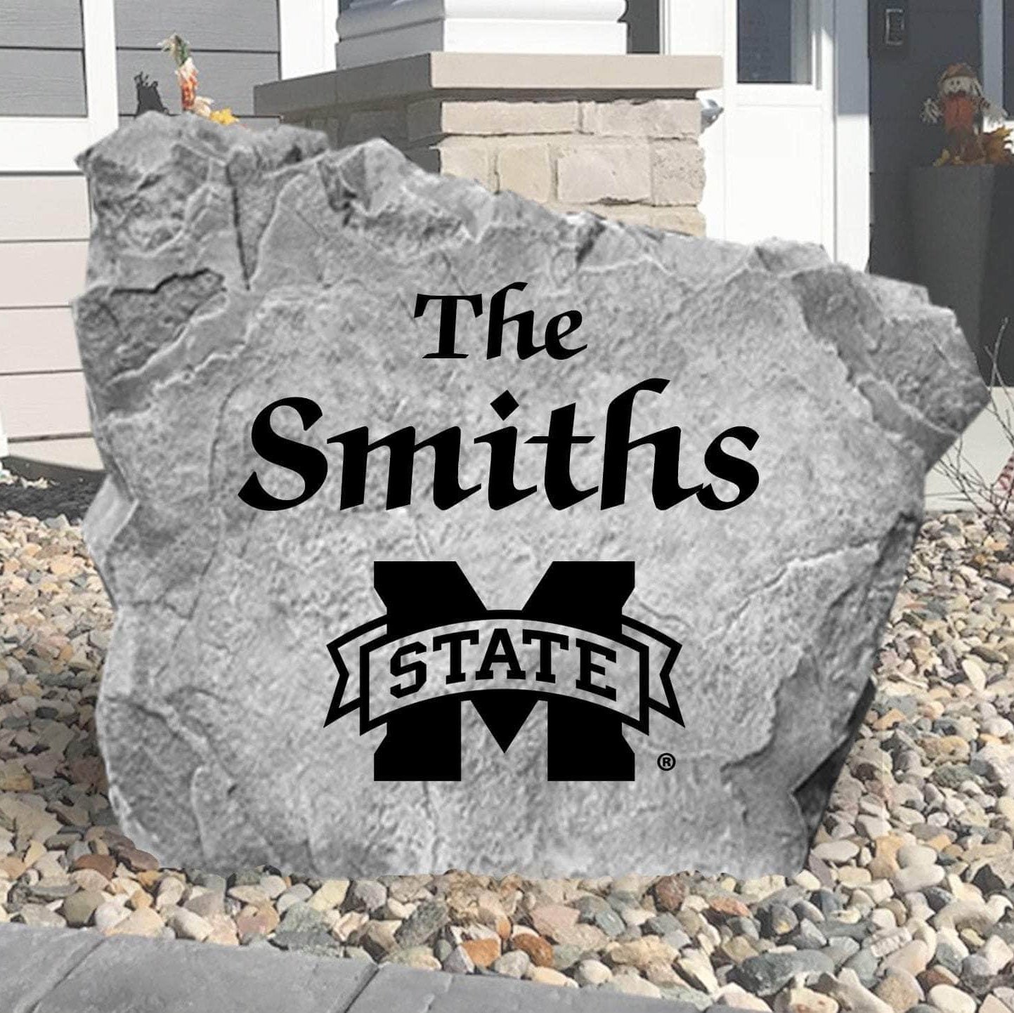 Officially licensed Mississippi State Bulldogs family name plaque crafted from durable concrete, showcasing custom engraving with timeless collegiate style.