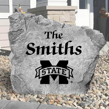 Officially licensed Mississippi State Bulldogs family name plaque crafted from durable concrete, showcasing custom engraving with timeless collegiate style.