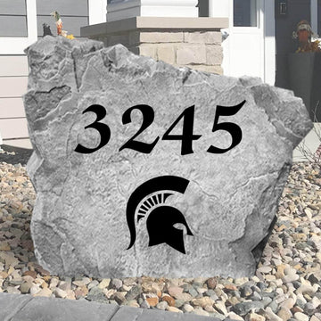 Officially licensed Michigan State Spartans address plaque crafted from durable concrete, blending elegant home identification with lasting school pride.