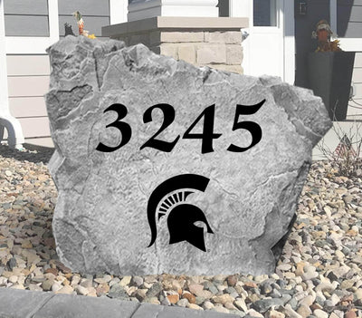 Outdoor MSU Spartans address marker stone for yard display