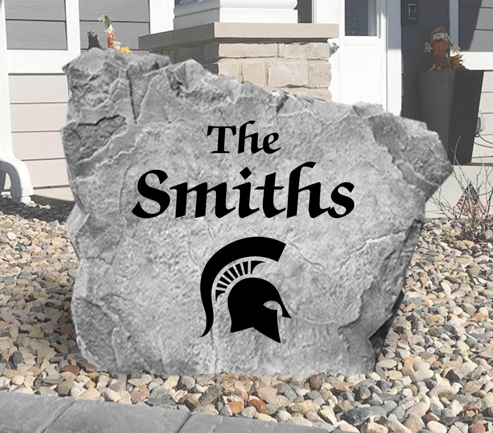Personalized MSU Spartans name rock for outdoor garden décor
