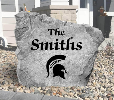 Personalized MSU Spartans name rock for outdoor garden décor