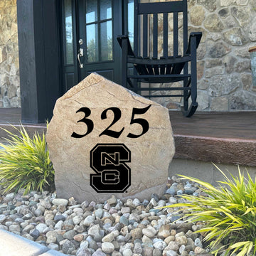 Decorative NC State Wolfpack house number stone designed to make your address stand out while celebrating your favorite college team. Perfect for walkways, flower beds, patios, and front entrances.