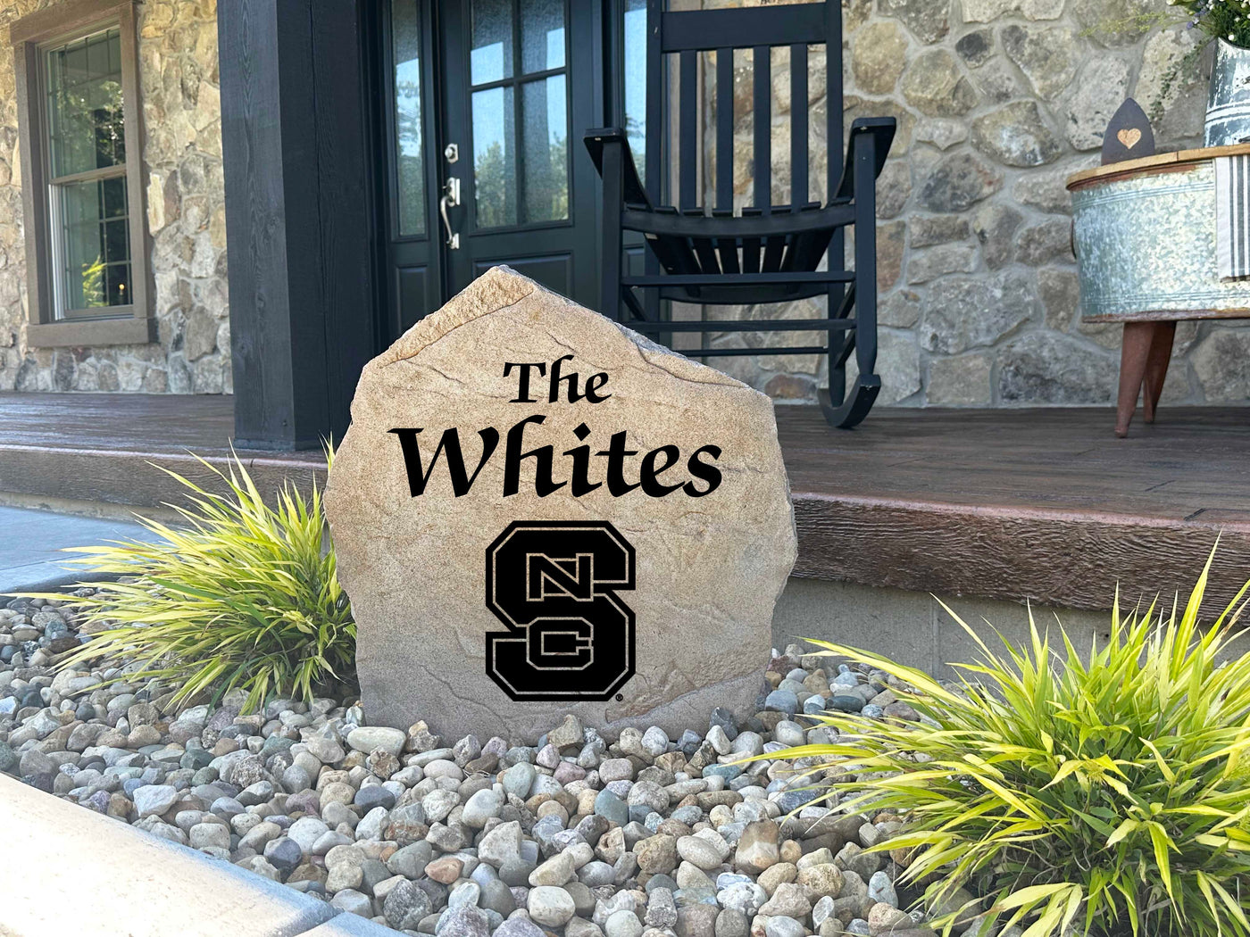 Custom engraved Wolfpack name marker for yard or garden