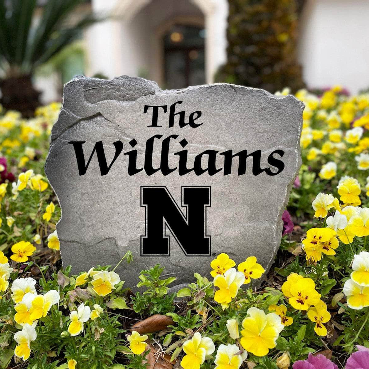 Handcrafted University of Nebraska personalized name monument designed to enhance curb appeal while celebrating school pride with a clean, classic appearance.