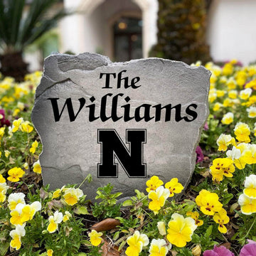 Handcrafted University of Nebraska personalized name monument designed to enhance curb appeal while celebrating school pride with a clean, classic appearance.