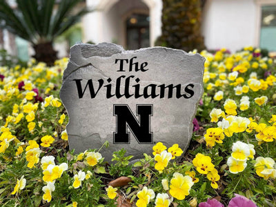 Custom outdoor Nebraska name stone sign for personalized home or yard decor.