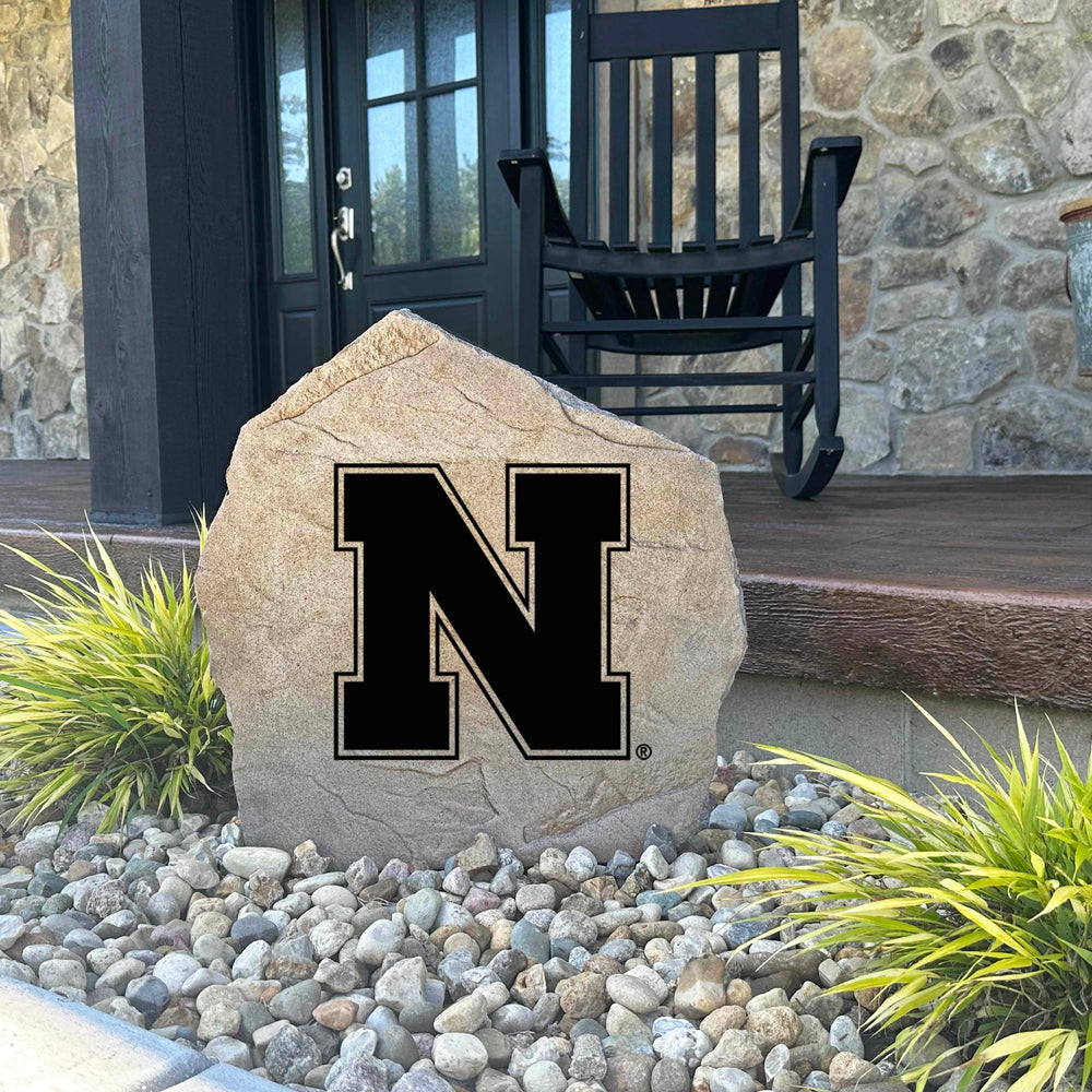 Collegiate Nebraska logo lawn décor made for passionate Cornhuskers supporters who want a permanent and weather-resistant landscape feature.