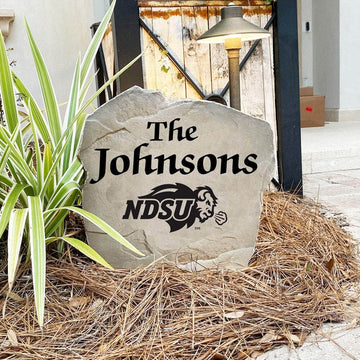 Custom North Dakota State University last name marker designed to bring collegiate charm to front yards, patios, garden paths, and entryways.
