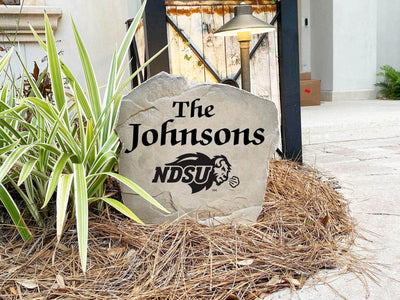 Outdoor NDSU name marker stone for alumni and fans