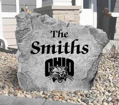 Personalized Ohio Bobcats name rock for landscaping décor.