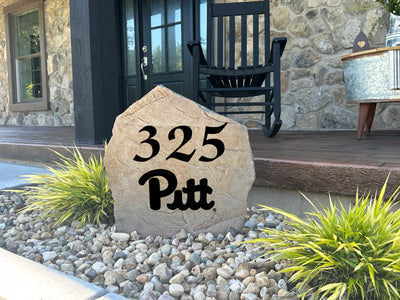 Custom engraved Pitt address marker for yard or garden
