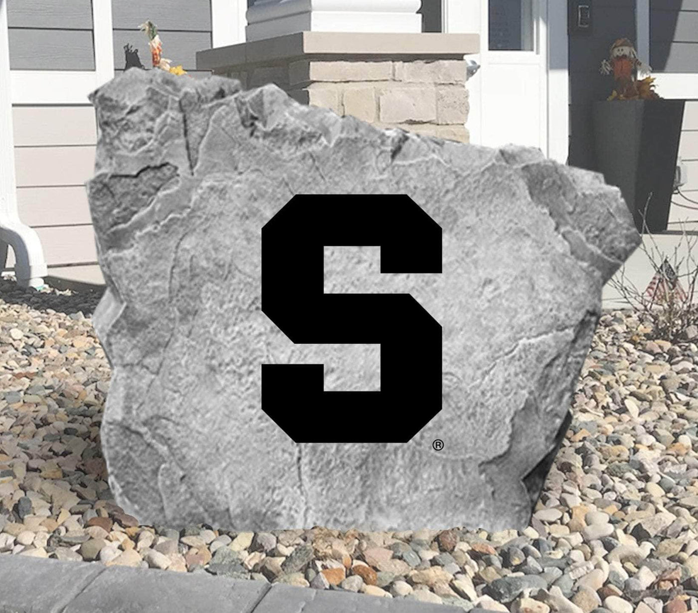 Engraved Syracuse logo stone for outdoor display