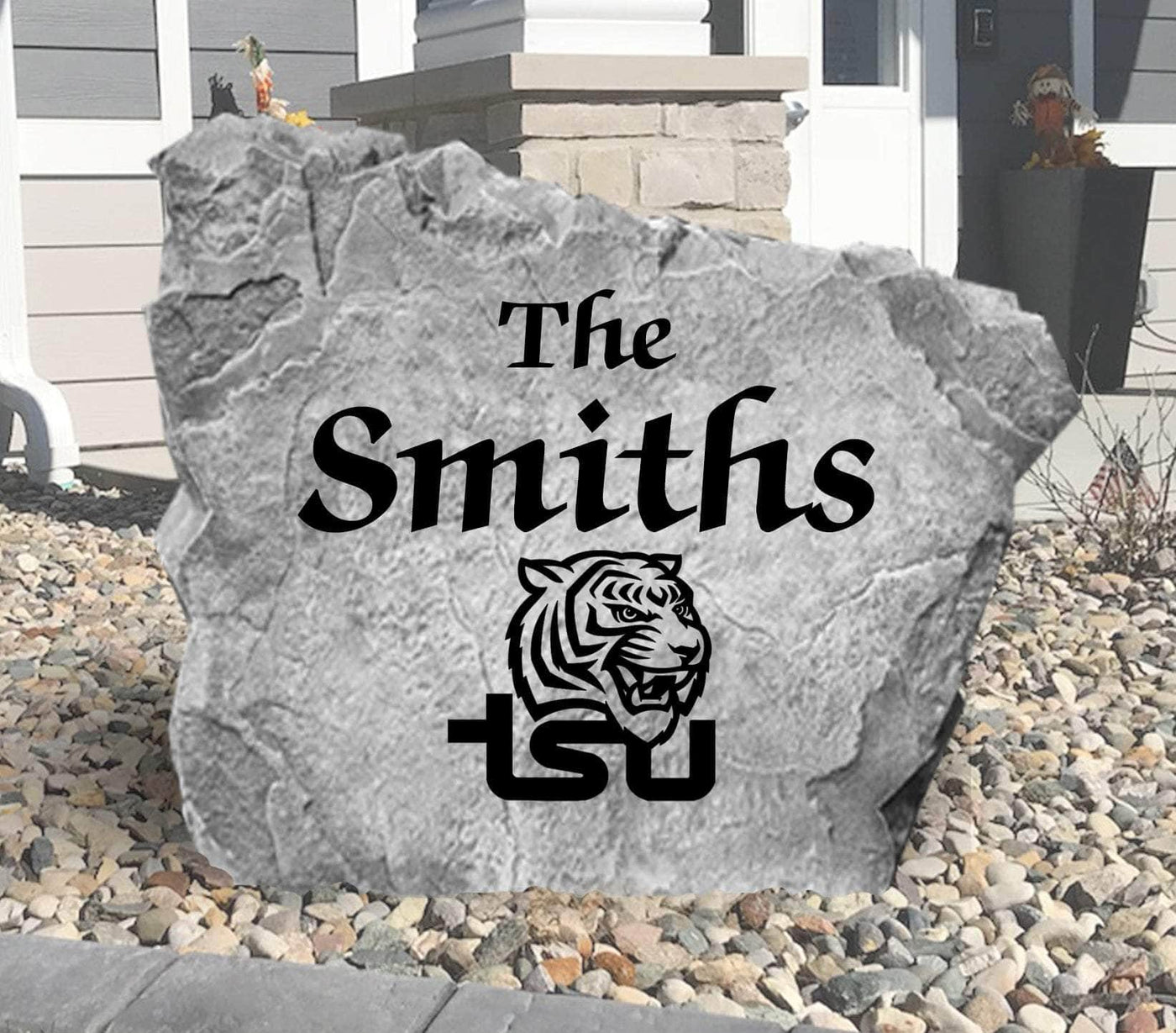 Custom TSU Tigers stone featuring personalized name design.