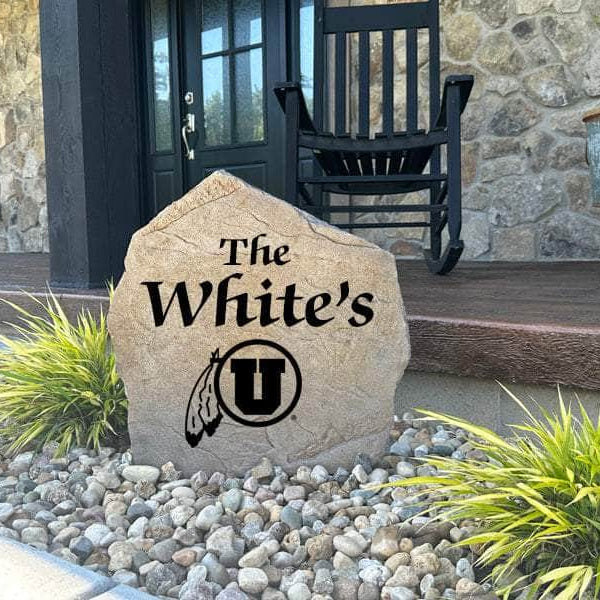 Weather-resistant Utah Utes personalized name stone made to display your family name with lasting craftsmanship for beautiful outdoor décor.