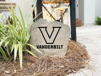 Custom landscaping stone with Vanderbilt University logo design