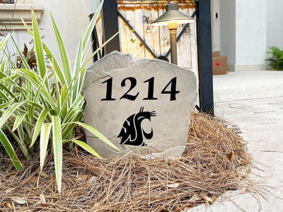 Custom WSU address rock for garden or front yard display
