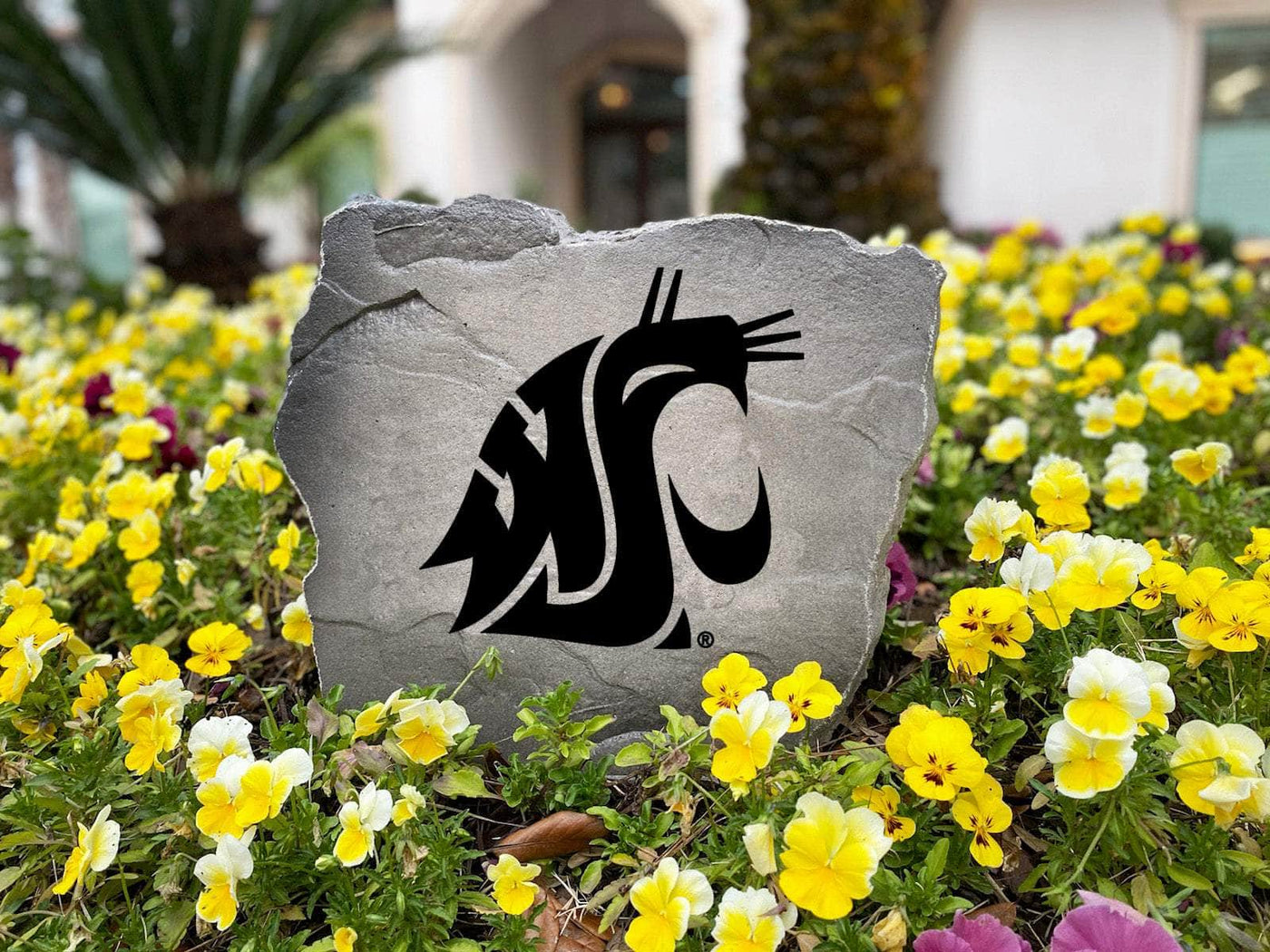 Custom landscaping marker stone with WSU logo design
