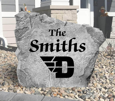 Custom Dayton Flyers stone personalized with family name.