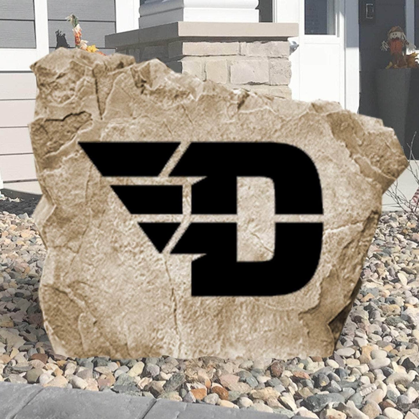 Officially licensed University of Dayton logo stone crafted to showcase Flyers pride in front yards, gardens, patios, and outdoor gathering spaces.