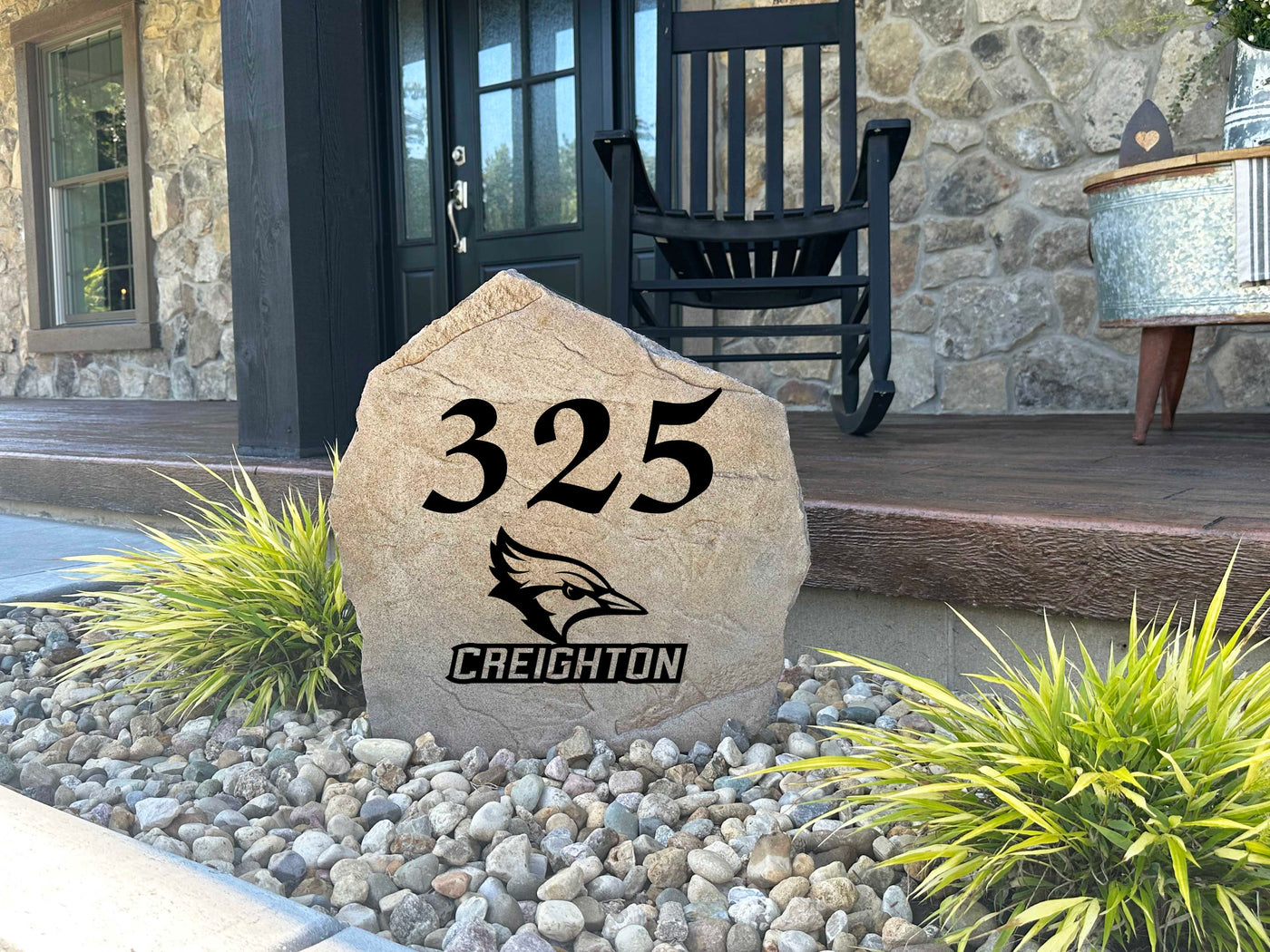 Creighton University house number stone proudly displayed outdoors