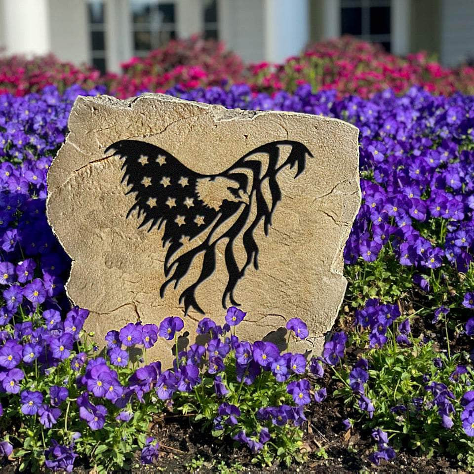 Patriotic Eagle Flag landscape stone designed to enhance front yards, gardens, walkways, and memorial spaces with iconic American symbolism.