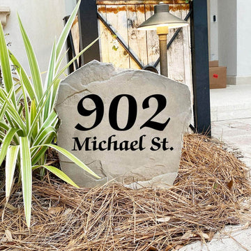 Weather-resistant Elegant Address Stone combining graceful design with highly visible house numbers for a beautiful and functional outdoor display.