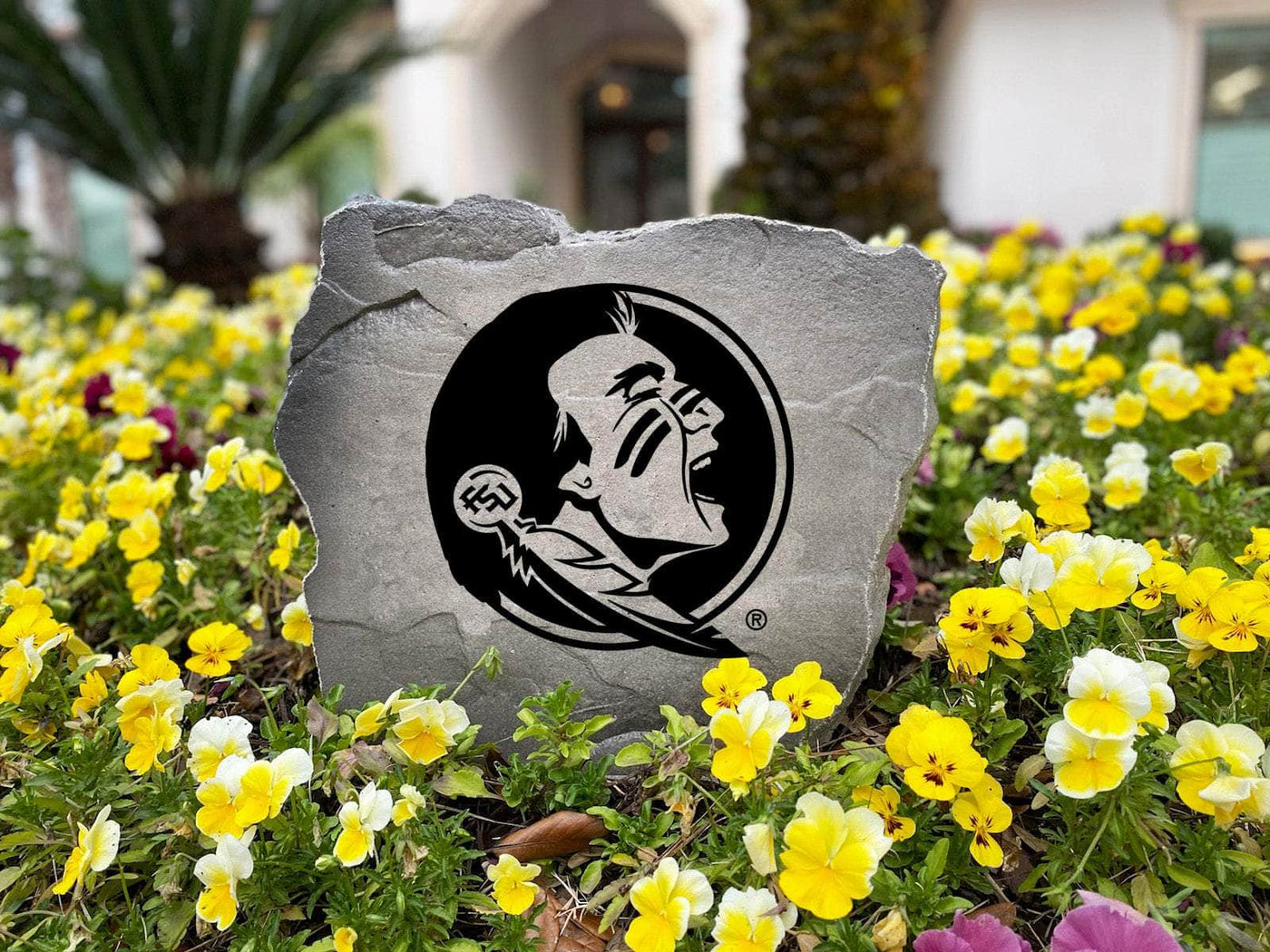 Decorative stone featuring Florida State Seminoles logo