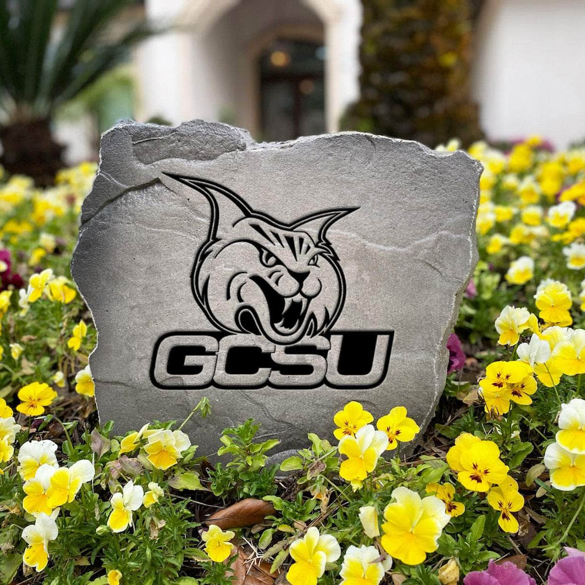 Decorative Georgia College landscape stone displaying the official university logo, adding collegiate character to flower beds, walkways, and front entrances.