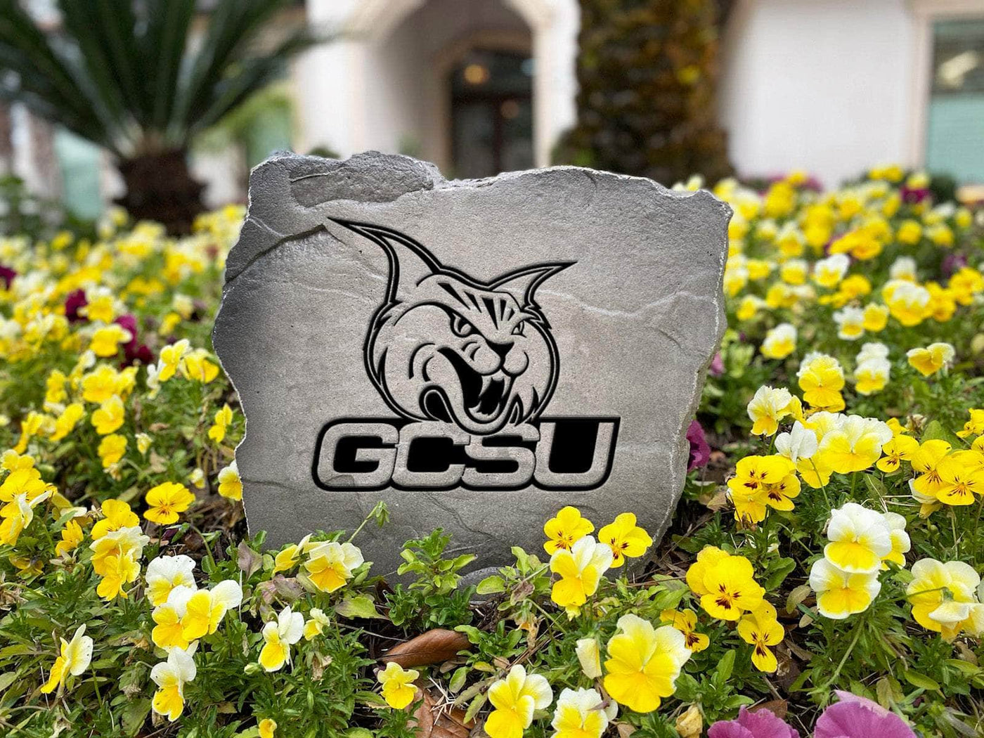 Custom Georgia College stone featuring engraved school logo.