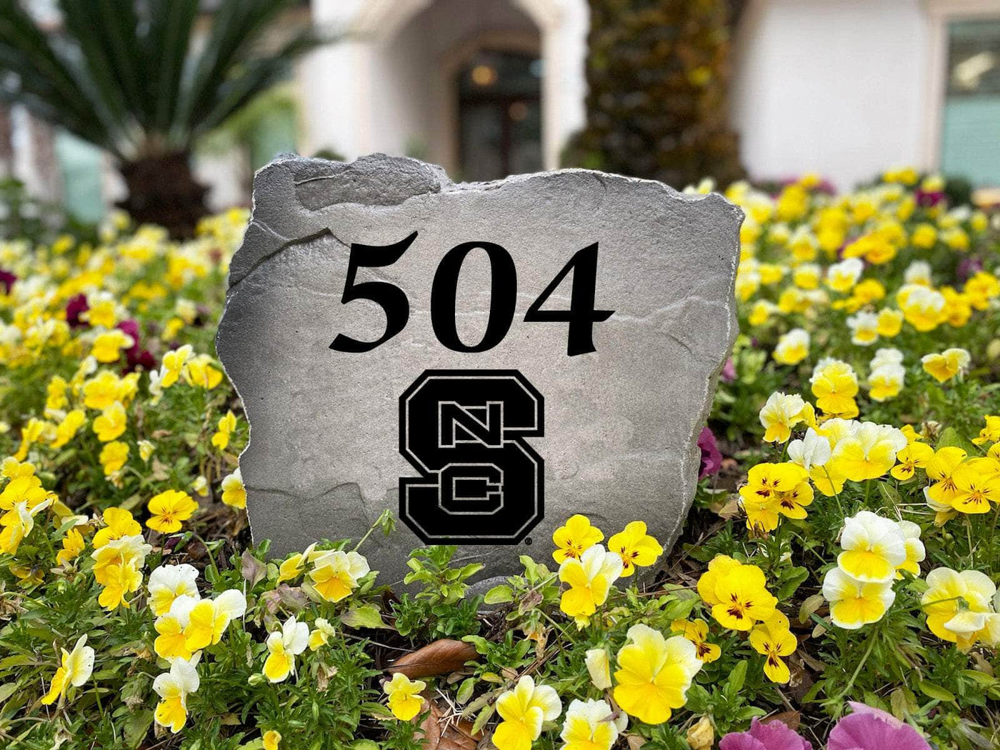 Engraved NC State University stone for outdoor décor