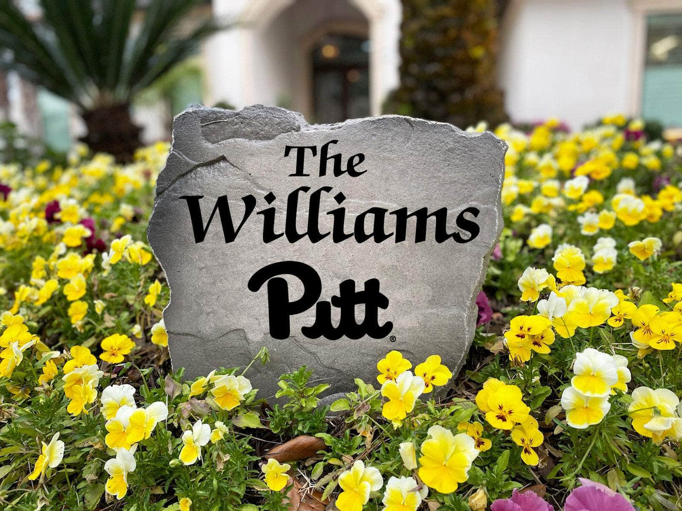 Engraved Pittsburgh Panthers stone for home landscaping