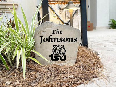 Personalized TSU name marker stone for landscaping décor.