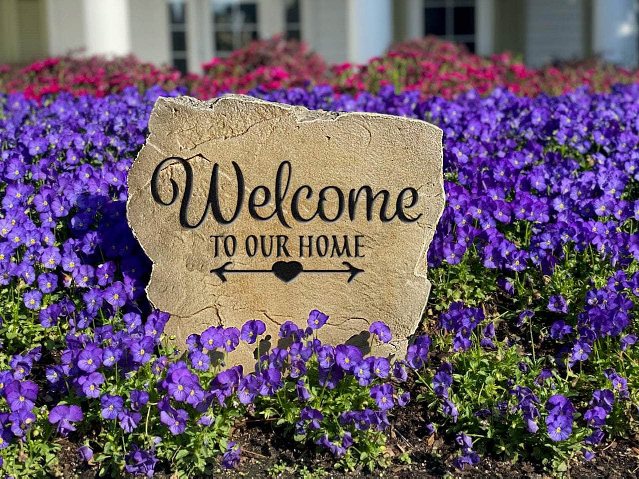 Decorative stone featuring Welcome To Our Home design for front yard or garden