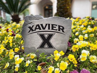 Custom Xavier University logo stone with engraved design