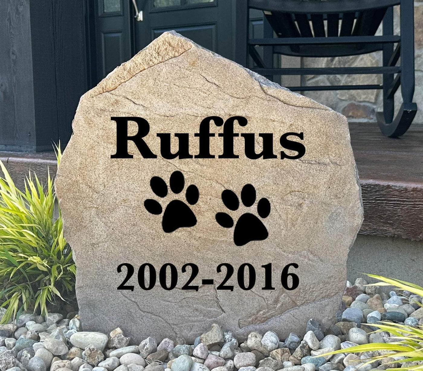 Engraved Dog Memorial stone for honoring beloved pets in the garden