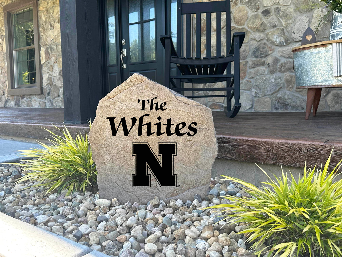 High-quality Nebraska-themed stone with custom name engraving.