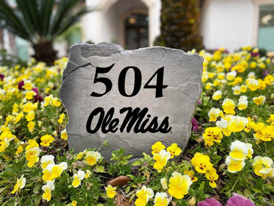 High-quality Ole Miss-themed stone sign with custom address numbers.