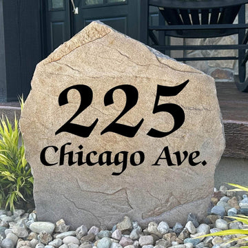 Personalized Elegant Address Stone engraved with custom house numbers, adding refined style and timeless curb appeal to your home's entrance.